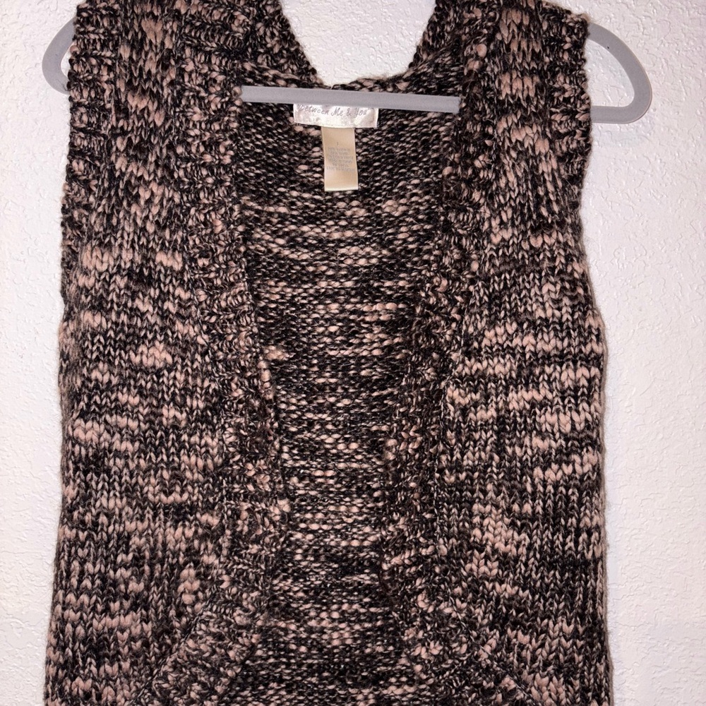Brown and Black Knit Sweater with Hood